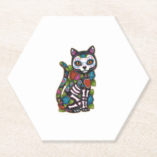 Porta-copo De Papel Cat Sugar Skull México Calavera Dia De Los Muertos