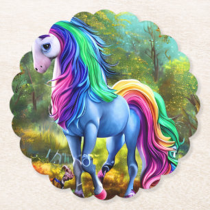 Porta-copo De Papel Cavalo Colorido Unicórnio na Floresta-46567