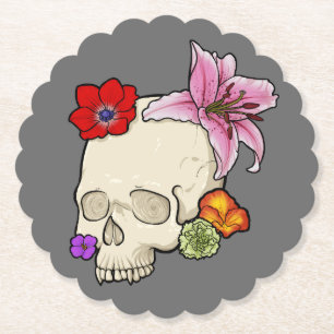 Porta-copo De Papel Caveira e Flora