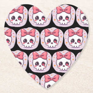 Porta-copo De Papel Caveira Pastel Goth com Laço Fofo