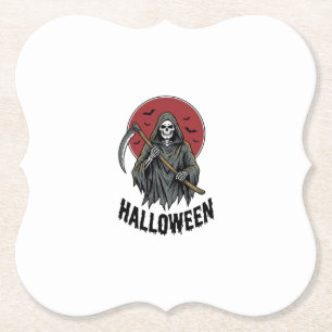 Porta-copo De Papel Ceifador Halloween Arte de Gravura Vintage_1