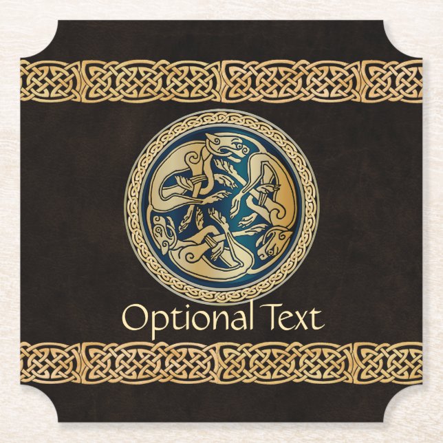 Porta-copo De Papel Celtic Wolf Knotwork Triad (Frente)