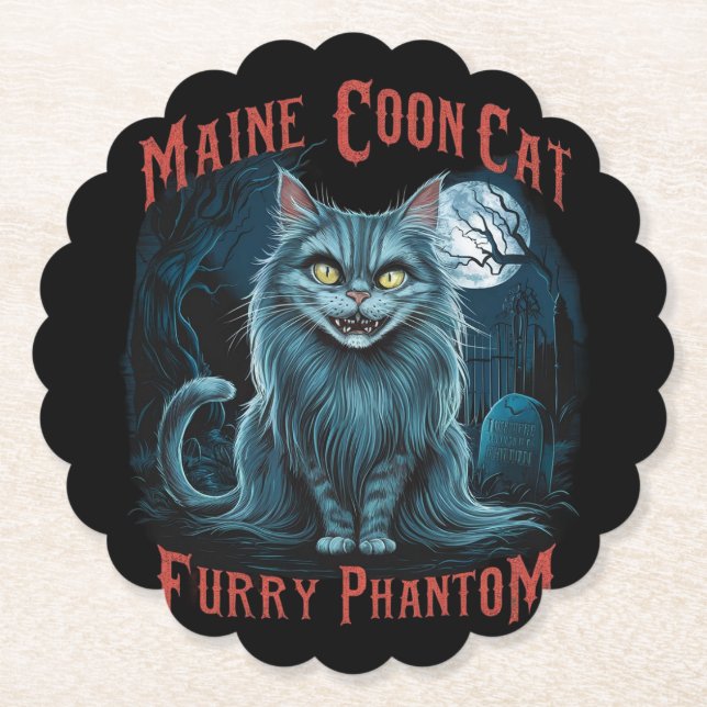 Porta-copo De Papel Cemitério lunático Sussurros: Design Furry Ghost (Frente)