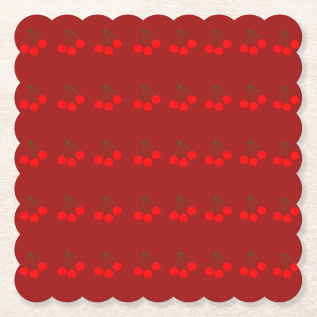 Porta-copo De Papel Cerejas em Portas copos de Papel Maroon (Conjunto  (Frente)