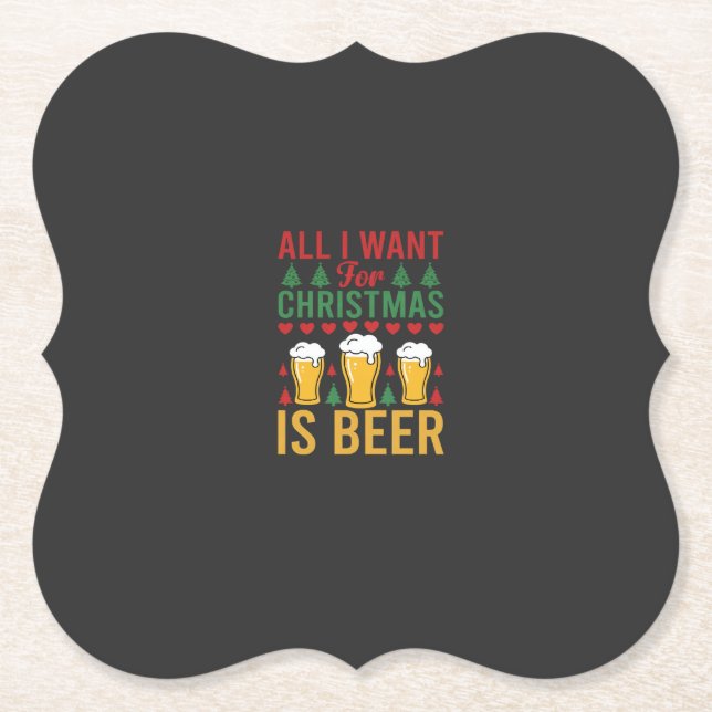 Porta-copo De Papel Cerveja de Natal Bebida de Feriado (Frente)