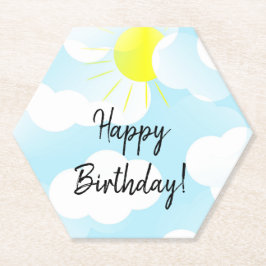 Porta-copo De Papel Céu Azul Sunny de Verão com Nuvens Desejos de Nasc