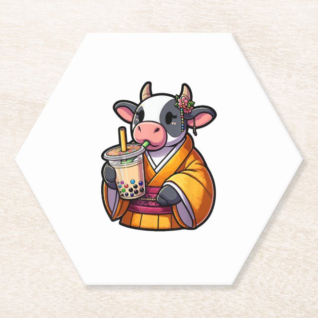 Porta-copo De Papel Chá - Bebendo - Chá - Japonês Kimono (Frente)