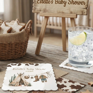 Porta-copo De Papel Chá de bebê cowboy rústico moderno ocidental deser