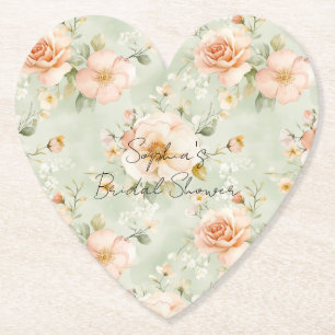 Porta-copo De Papel Chá de Bebê Floral Rosa Lindíssimo Hortelã Pêssego