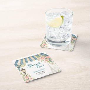 Porta-copo De Papel Chá de Bebê Parisiense Ela Disse Oui 