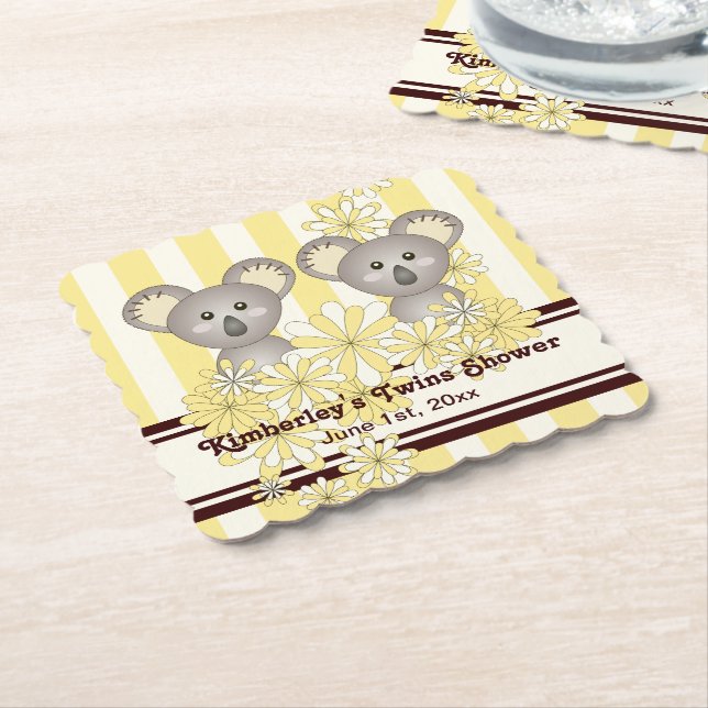 Porta-copo De Papel Chá de fraldas/Aniversário de criança Gêmeo Koala  (Angular)