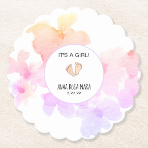 Porta-copo De Papel *~* Chá de fraldas Cor de Água Pura Floral Suave