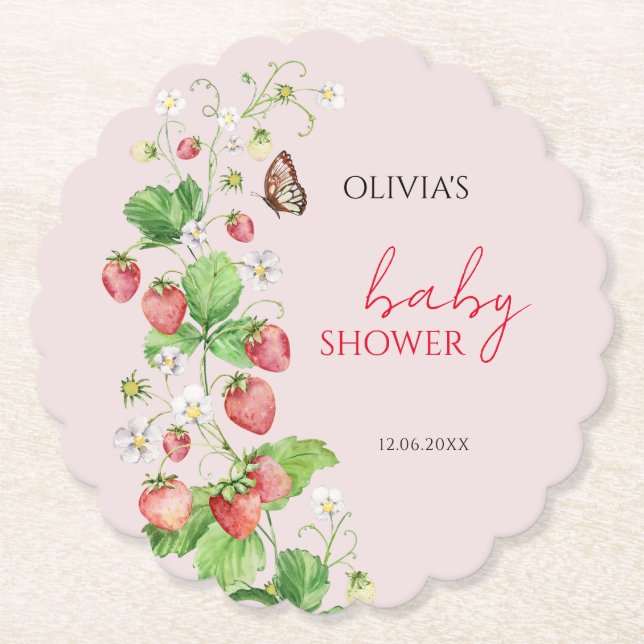 Porta-copo De Papel Chá de fraldas de morango (Frente)