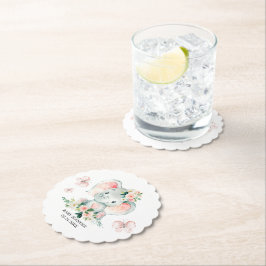 Porta-copo De Papel Chá de fraldas de Quadro de Elefante Floral Cor-de