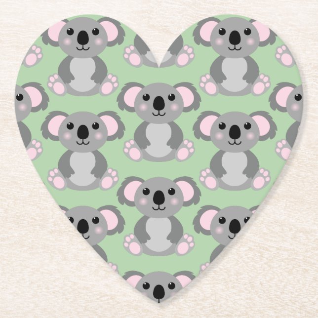 Porta-copo De Papel Chá de fraldas de Urso Koala Neutro de Gênero Verd (Frente)