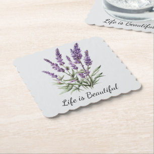 Porta-copo De Papel Chá de Noiva Floral Lavanda Roxo Cinza Romântico