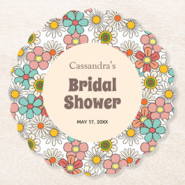 Porta-copo De Papel Chá de Noiva Retro Hippie Groovy Flor