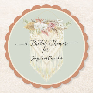 Porta-copo De Papel CHÁ DE PANELA de Macrame Floral Moderno BOHO