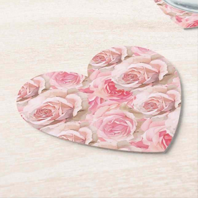 Porta-copo De Papel Chá de panela Floral Romântico de Rosas Rosa (Angular)