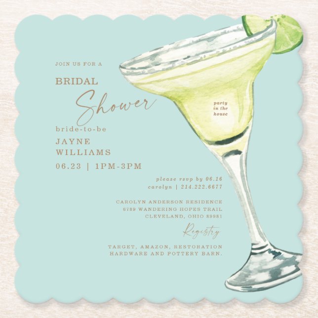 Porta-copo De Papel Chá Margarita Turquoise (Frente)