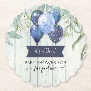 Porta-copo De Papel Chá Marinho Azul Balão Madeira Rústica Bebê R