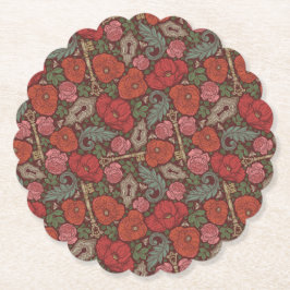 Porta-copo De Papel Chave de Trava Antiga Steampunk Vitoriana Papoulas