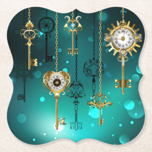 Porta-copo De Papel Chaves de Esqueleto Anticas em Fundo Verde