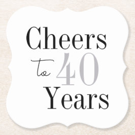 Porta-copo De Papel Cheers to 40 Years Minimal Silver Party