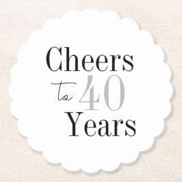 Porta-copo De Papel Cheers to 40 Years Minimal Silver Party