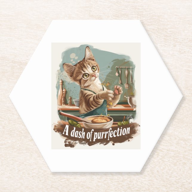 Porta-copo De Papel Chef de Gato Culinário (Frente)