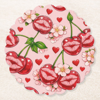 Porta-copo De Papel Cherry Kiss Paper Coaster
