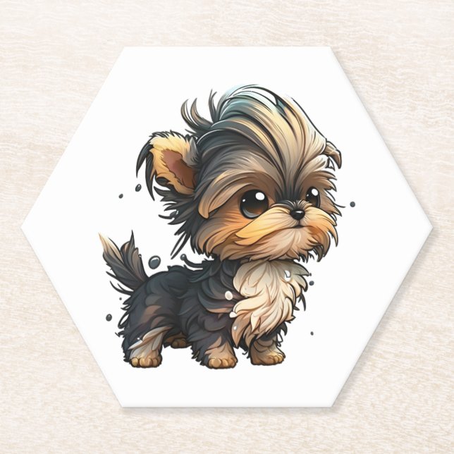 Porta-copo De Papel Chibi Yorkshire Terrier (Frente)