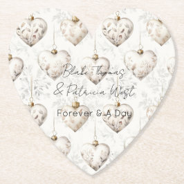 Porta-copo De Papel Chic Cream Grey Hearts Ornaments Wedding