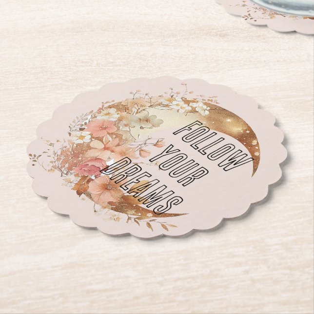 Porta-copo De Papel Chic Moldura Dourada Rosa Floral chá de noiva (Angular)