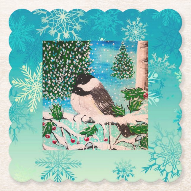 Porta-copo De Papel Chickadeter Plate de Natal (Frente)