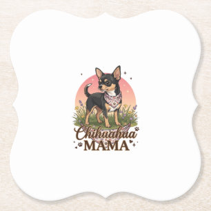 Porta-copo De Papel Chihuahua Mama Cachorro Bandana Floral Rosa_1