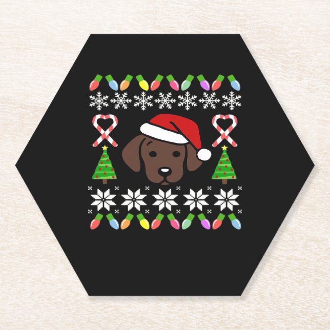 Porta-copo De Papel Chocolate Labrador Papais noeis de Natal de Puppy (Frente)