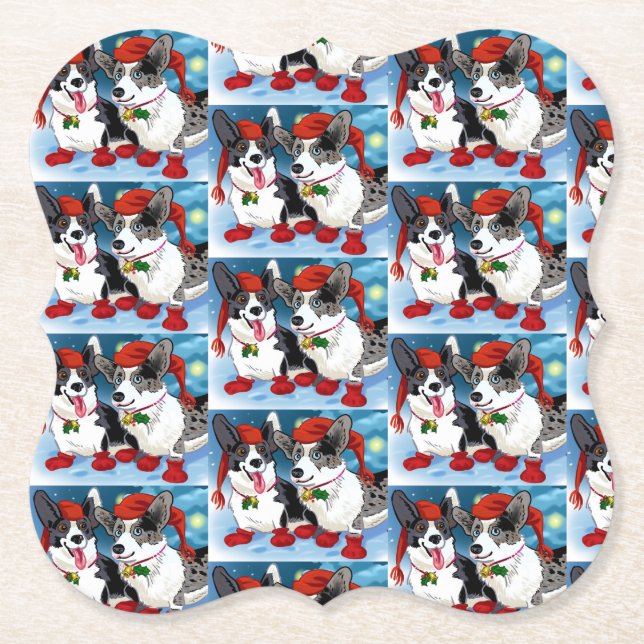 Porta-copo De Papel Christmas Corgis (Frente)