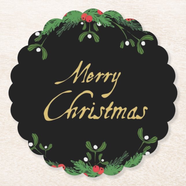 Porta-copo De Papel Christmas Frame Template Greeting Card  (Frente)