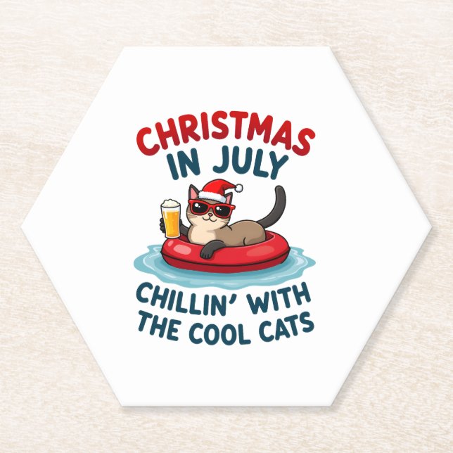 Porta-copo De Papel Christmas In July Daddy Mommy Chillin With The Sia (Frente)