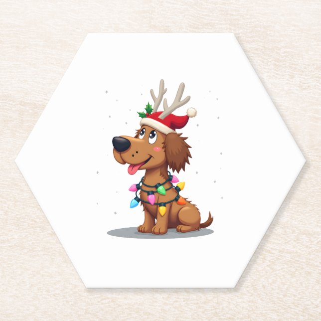 Porta-copo De Papel Christmas Lights Soft Coated Wheaten Terrier Dog T (Frente)