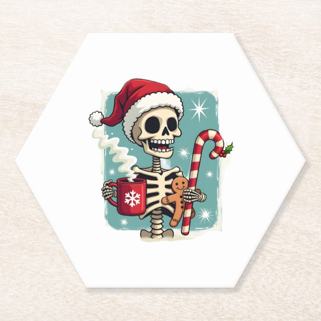 Porta-copo De Papel Christmas Skeleton Hot Chocolate Xmas Men Women Ki (Frente)