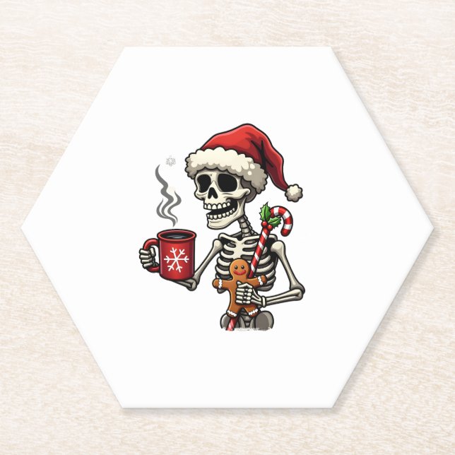 Porta-copo De Papel Christmas Skeleton Hot Chocolate Xmas Men Women Ki (Frente)