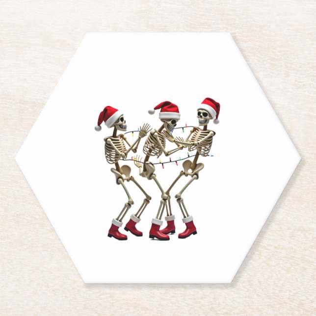 Porta-copo De Papel Christmas Skeleton Santa Dancing Lights (2) (Frente)