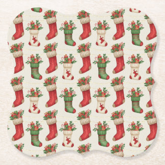 Porta-copo De Papel Christmas Stockings Seamless Pattern