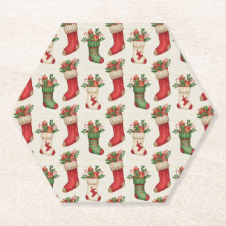 Porta-copo De Papel Christmas Stockings Seamless Pattern