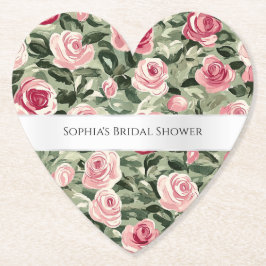 Porta-copo De Papel Chuva de Bebê Floral Rosas Rosa Vermelho Verde