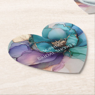 Porta-copo De Papel Chuva de Noiva Flor Roxa Azul Dourado Aqua