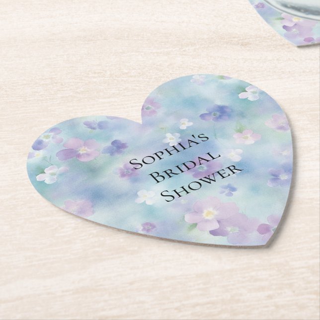 Porta-copo De Papel Chuva de Noiva Romântica Flores Roxas Brancas Lind (Angular)