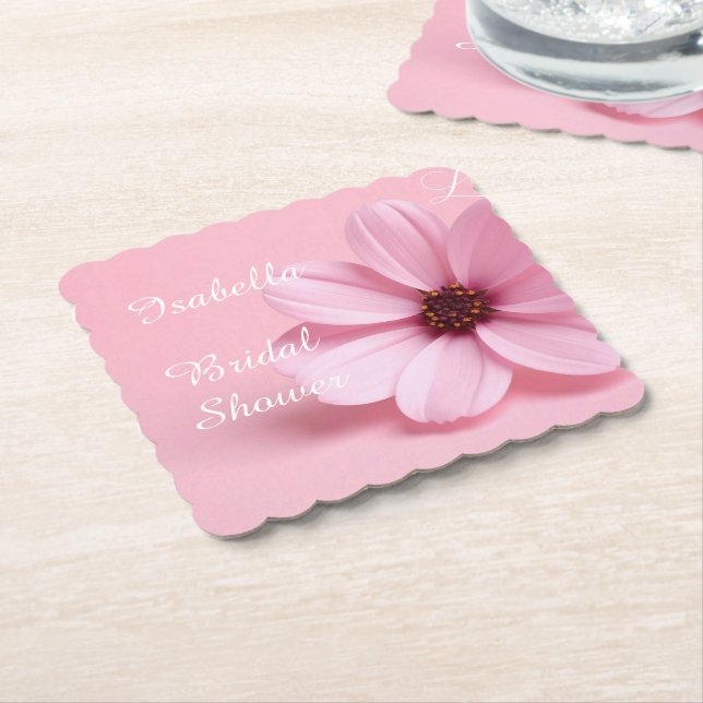 Porta-copo De Papel Chuva de Noiva Rosa Bege Floral Script (Angular)
